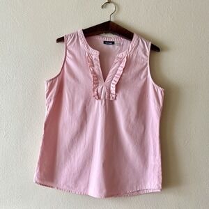Basic Editions 100% cotton‎ sleeveless split v-neck pink tank top